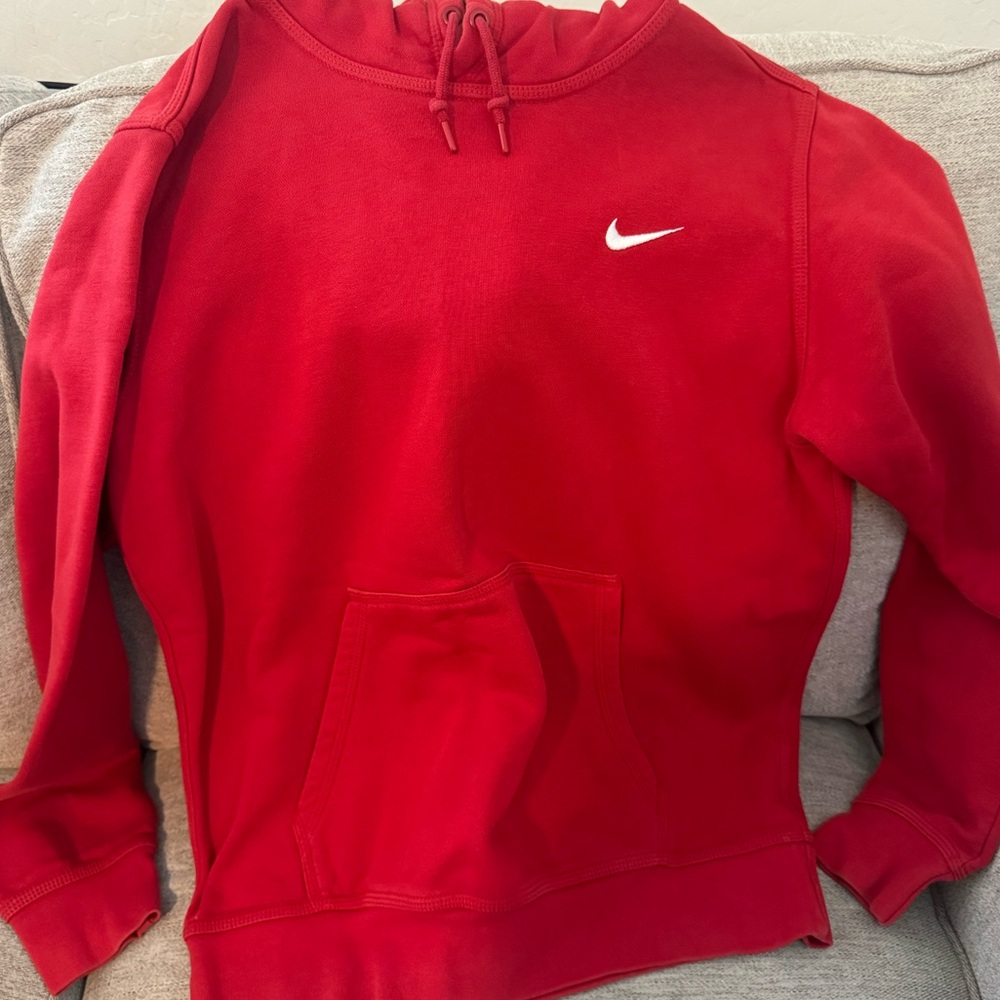 Nike Red Pullover Hoodie with White Swoosh Tag